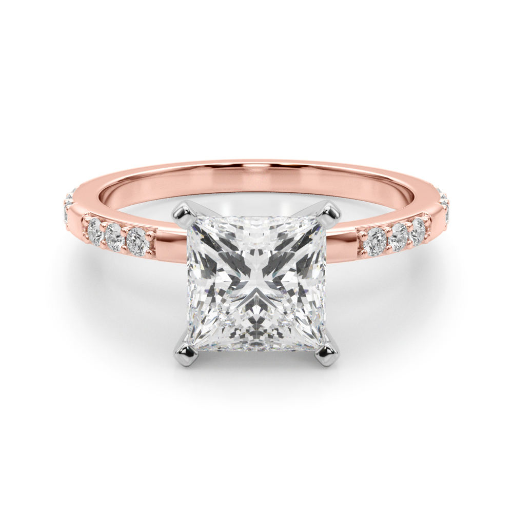 princess cut diamond modern pave engagement ring rose gold