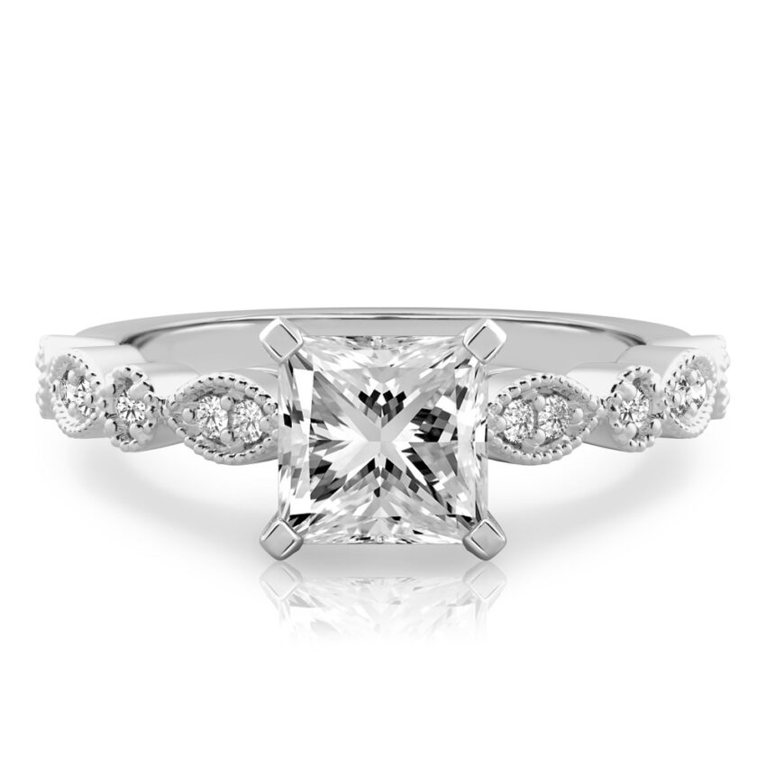 princess cut diamond pandora engagement ring palladium