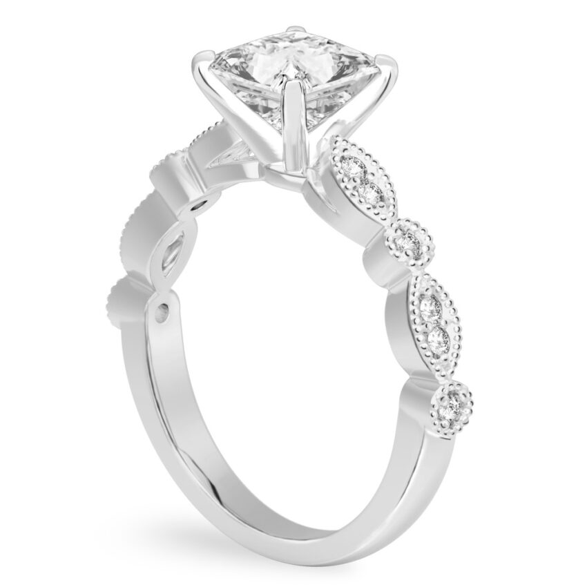 princess cut diamond pandora engagement ring platinum angle