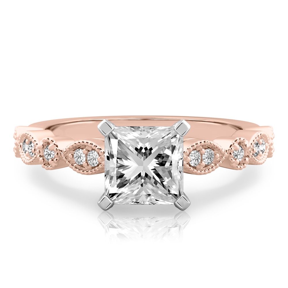 princess cut diamond pandora engagement ring rose gold