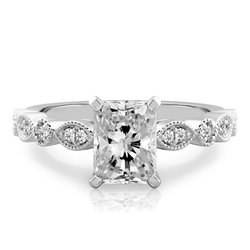 radiant cut diamond pandora engagement ring palladium