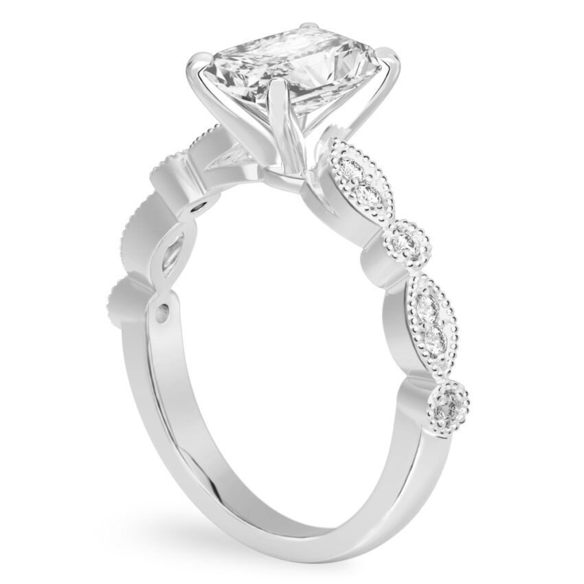 radiant cut diamond pandora engagement ring palladium angle
