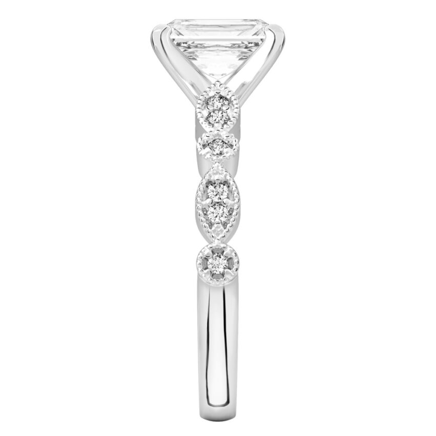 radiant cut diamond pandora engagement ring palladium side