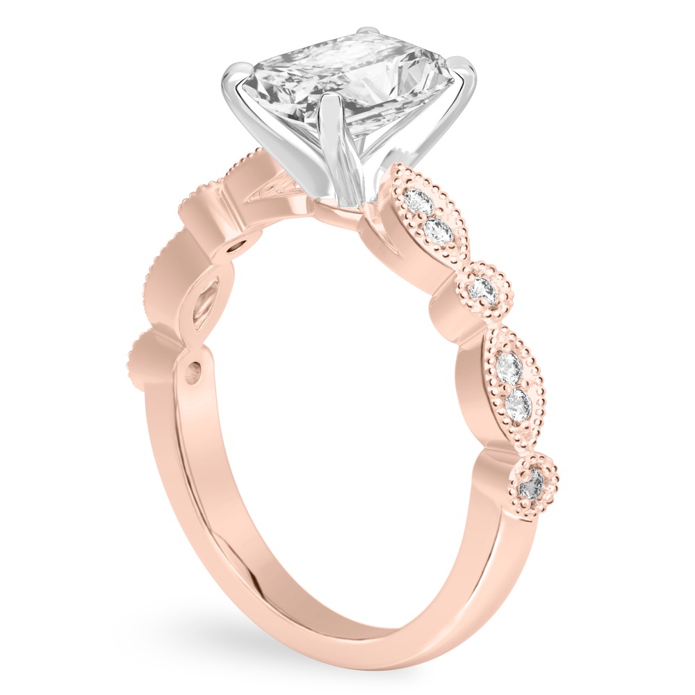 radiant cut diamond pandora engagement ring rose gold angle