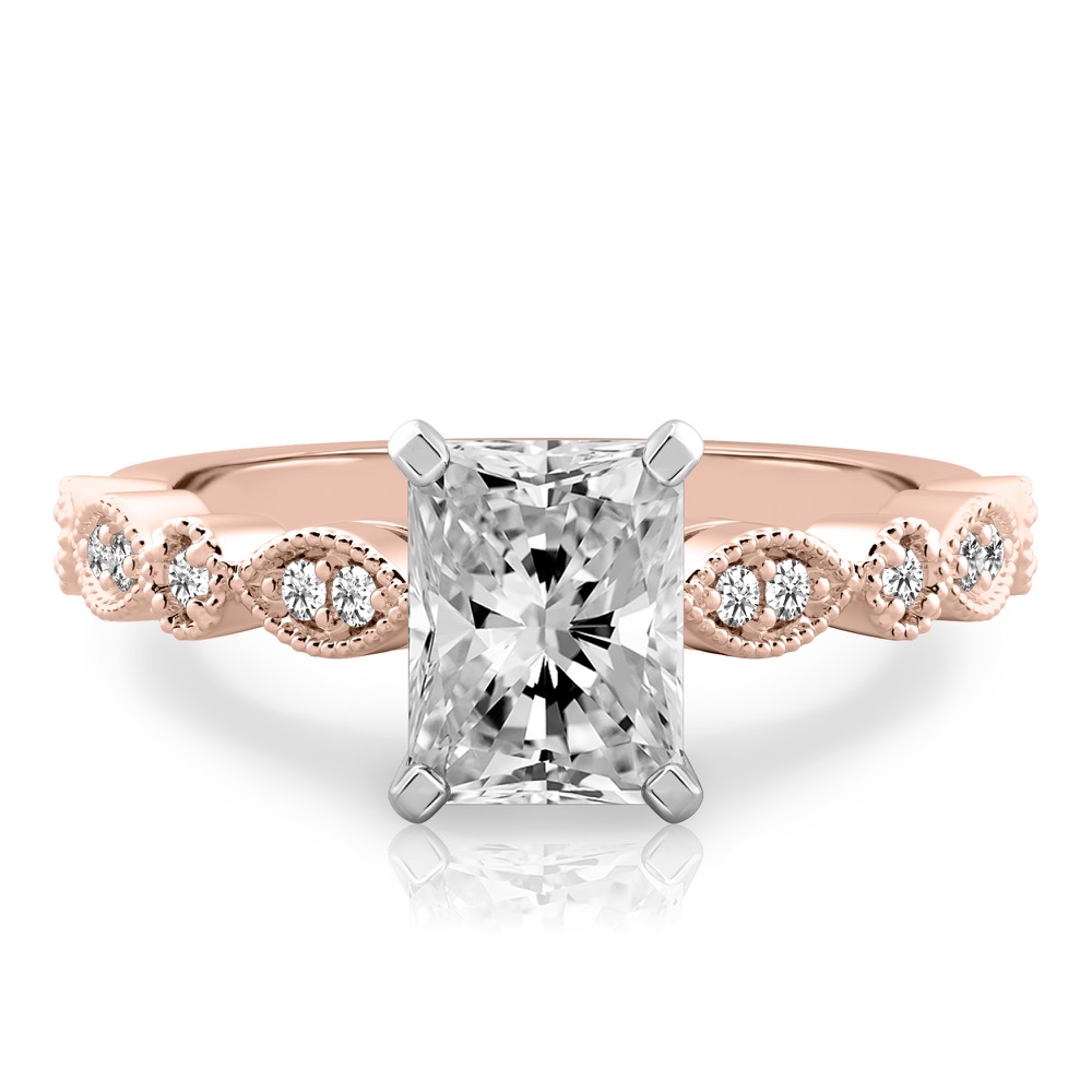 radiant cut diamond pandora engagement ring rose gold