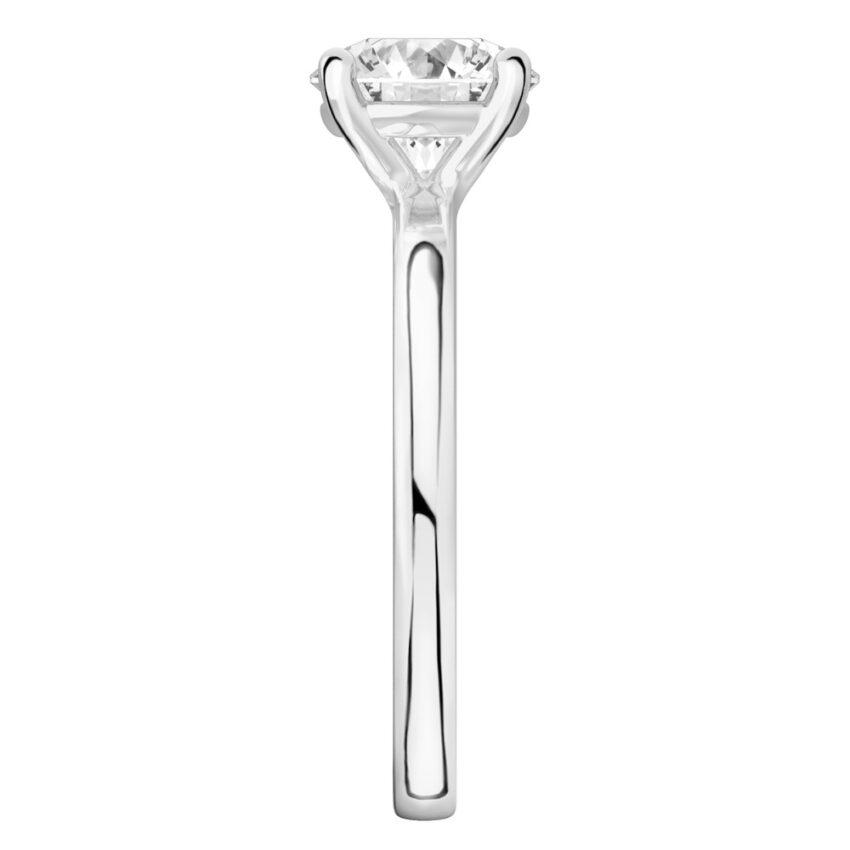 round cut diamond basket setting engagement ring palladium side