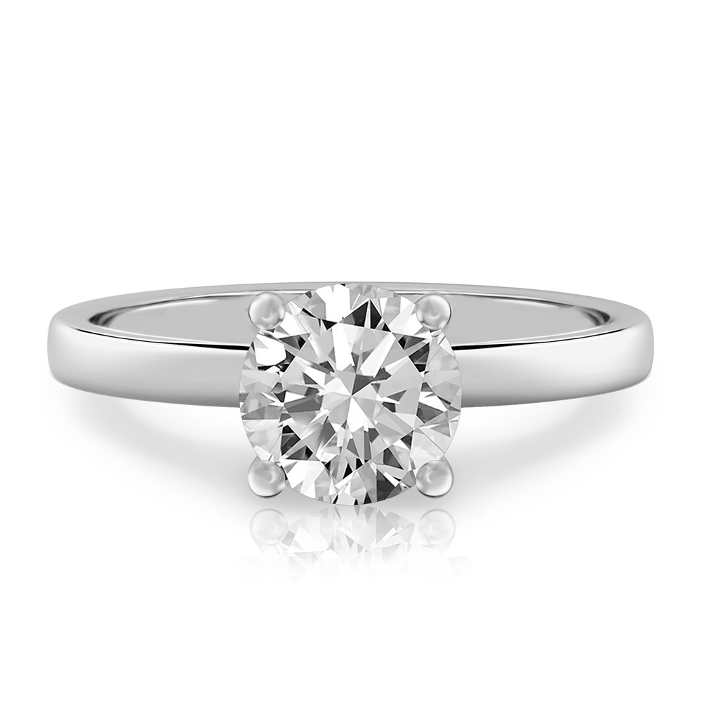 round cut diamond basket setting engagement ring palladium