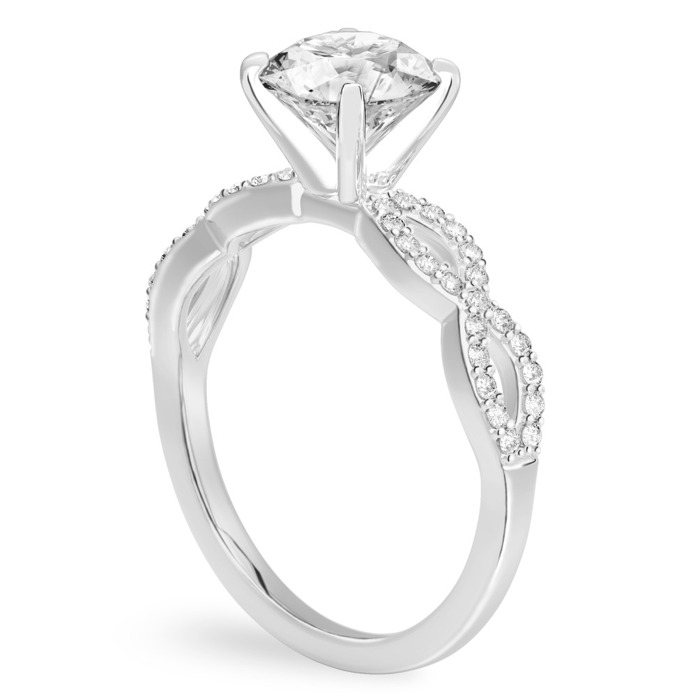 round cut diamond infinity engagement ring palladium angle