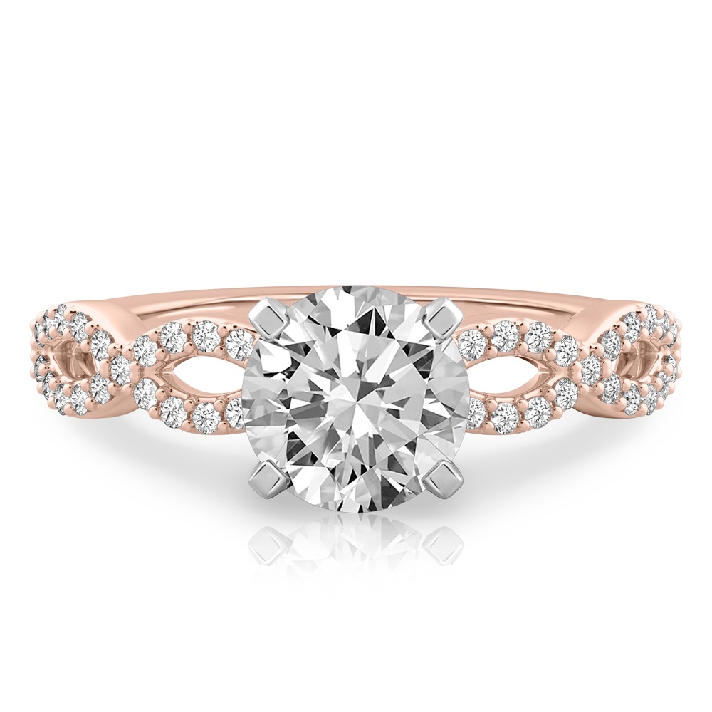 round cut diamond infinity engagement ring rose gold