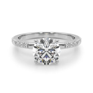 round cut diamond modern pave engagement ring platinum