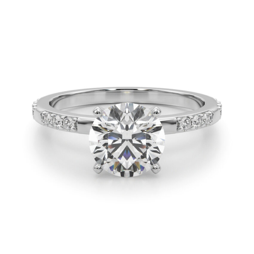 round cut diamond modern pave engagement ring platinum