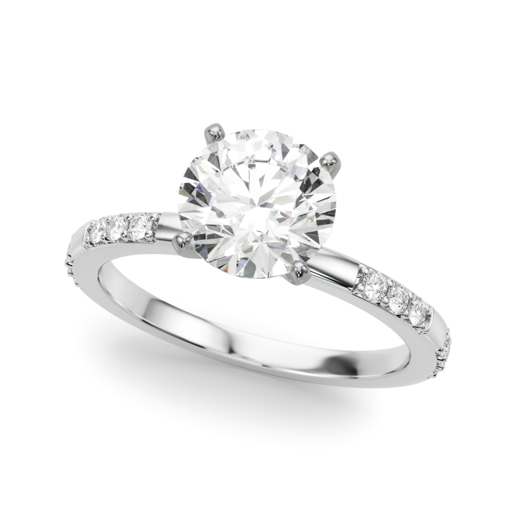 round cut diamond modern pave engagement ring platinum angle