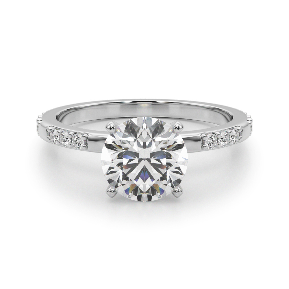 round cut diamond modern pave engagement ring platinum