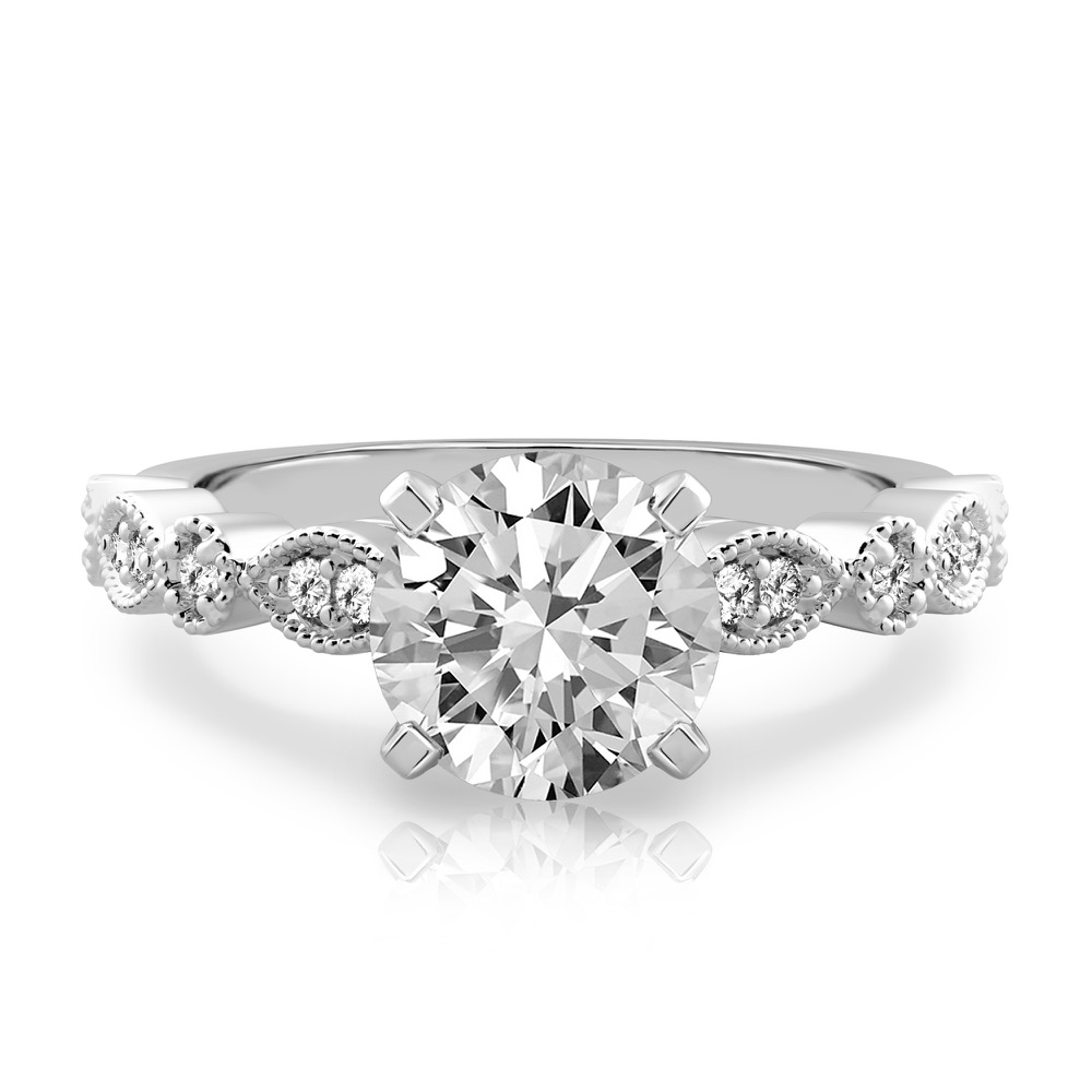 round cut diamond pandora engagement ring palladium
