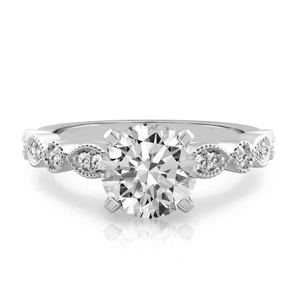 round cut diamond pandora engagement ring palladium