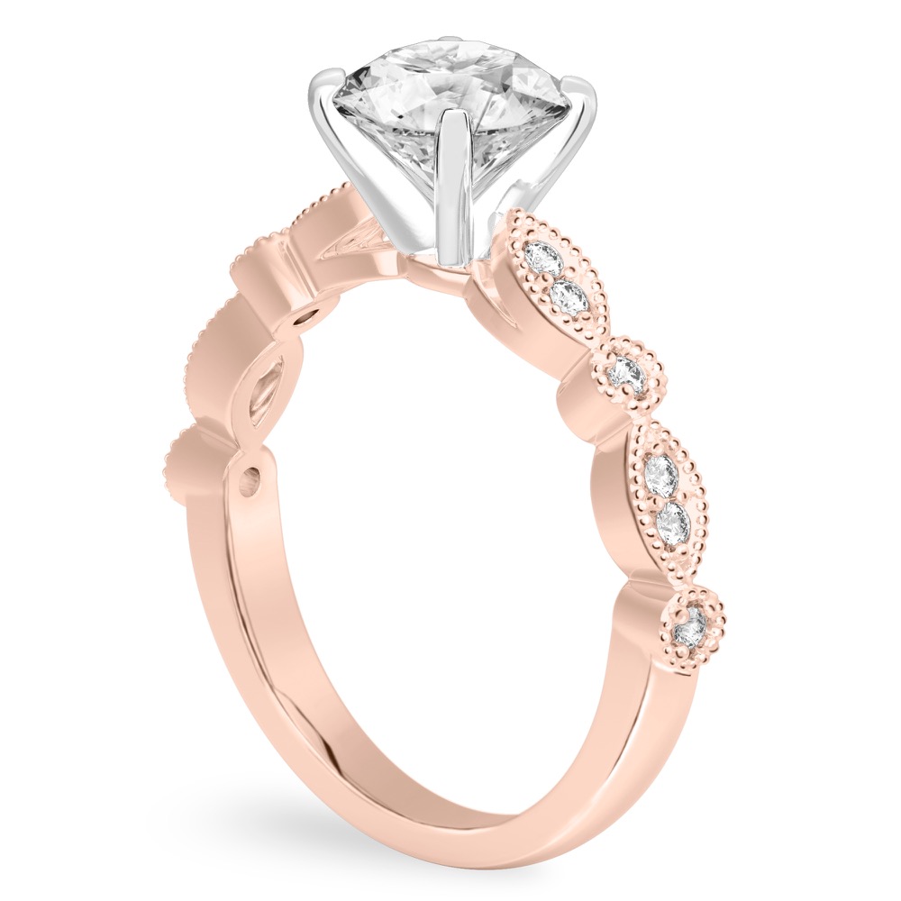 round cut diamond pandora engagement ring rose gold angle