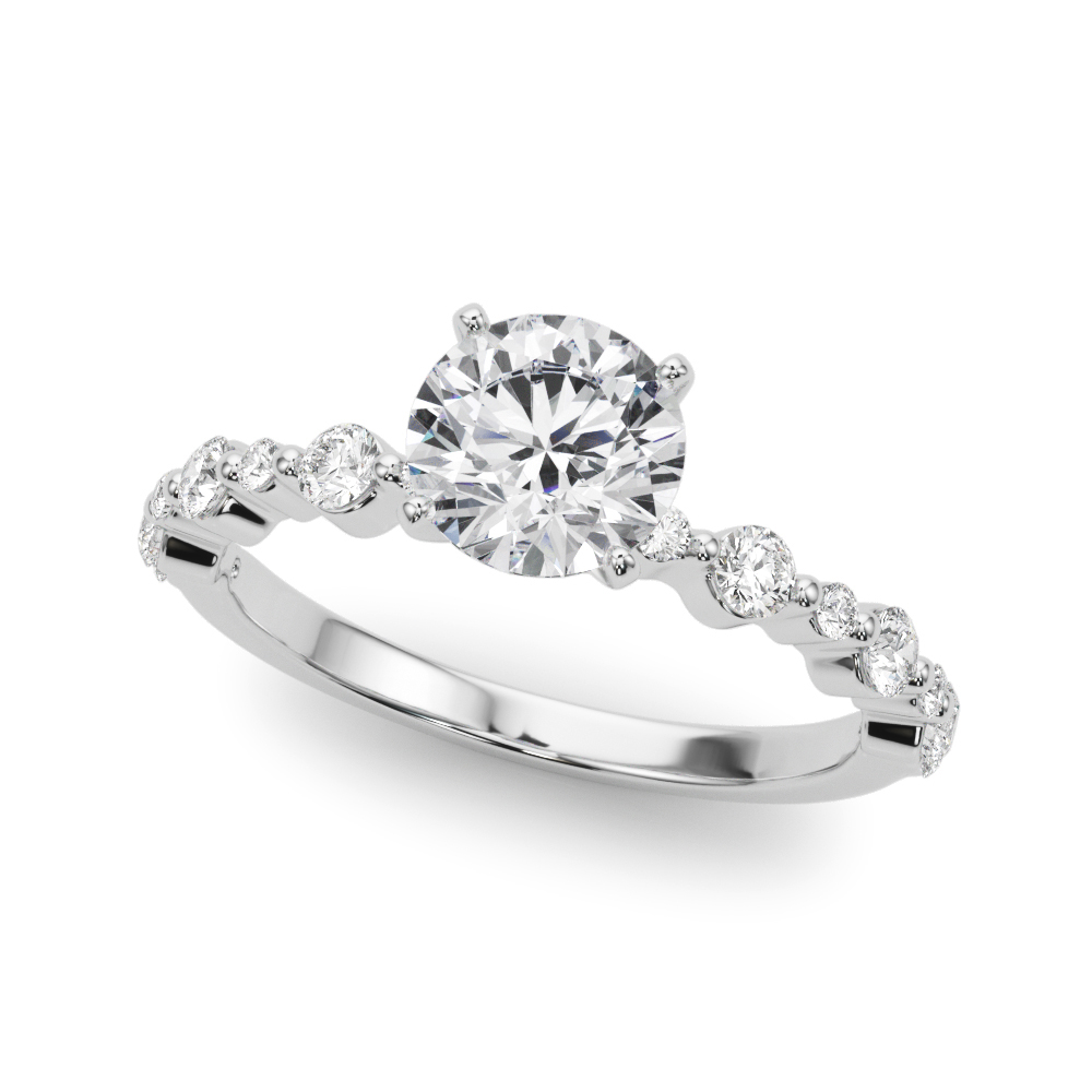 round cut diamond single shared prong engagement ring platinum angle