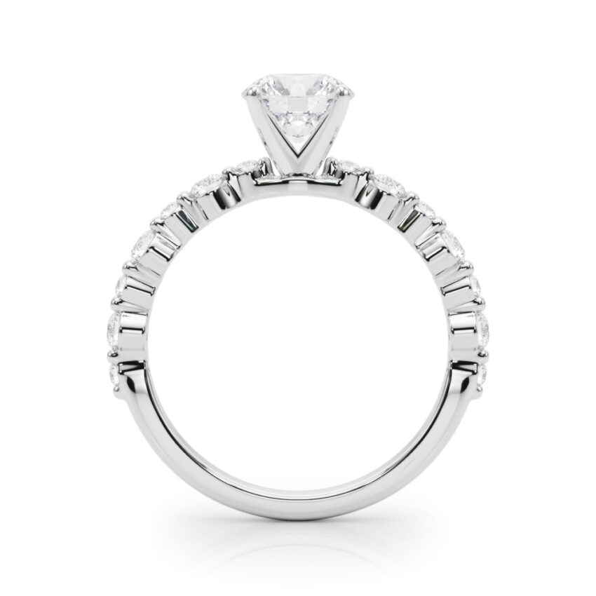 round cut diamond single shared prong engagement ring platinum side