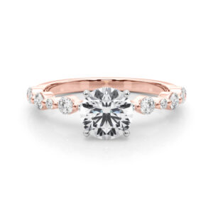 round cut diamond single shared prong engagement ring rose gold