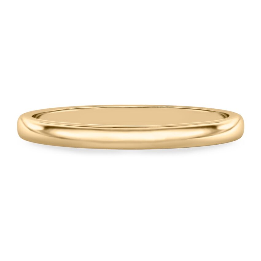2mm wedding band in yellow gold