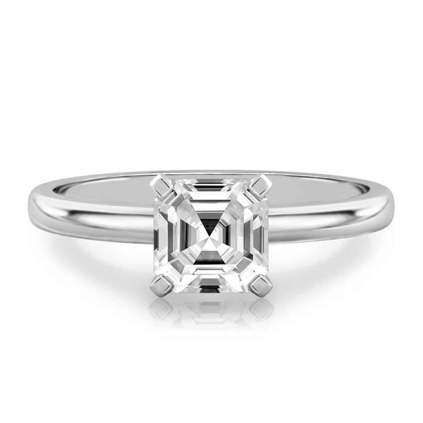 asscher cut diamond classic solitaire engagement ring in palladium