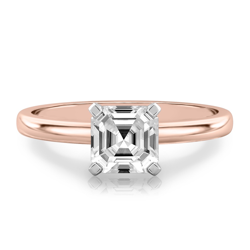 asscher cut diamond classic solitaire engagement ring in rose gold