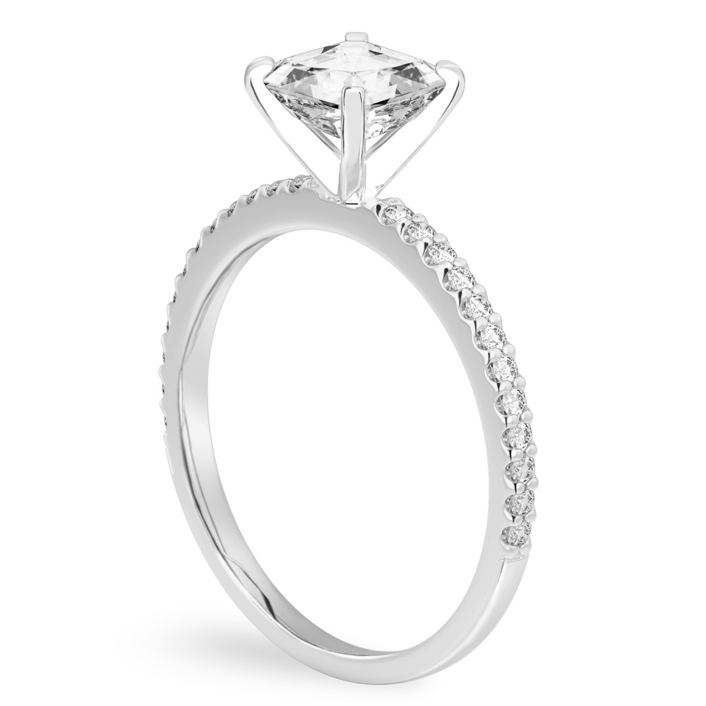 asscher cut diamond dainty engagement ring palladium angle