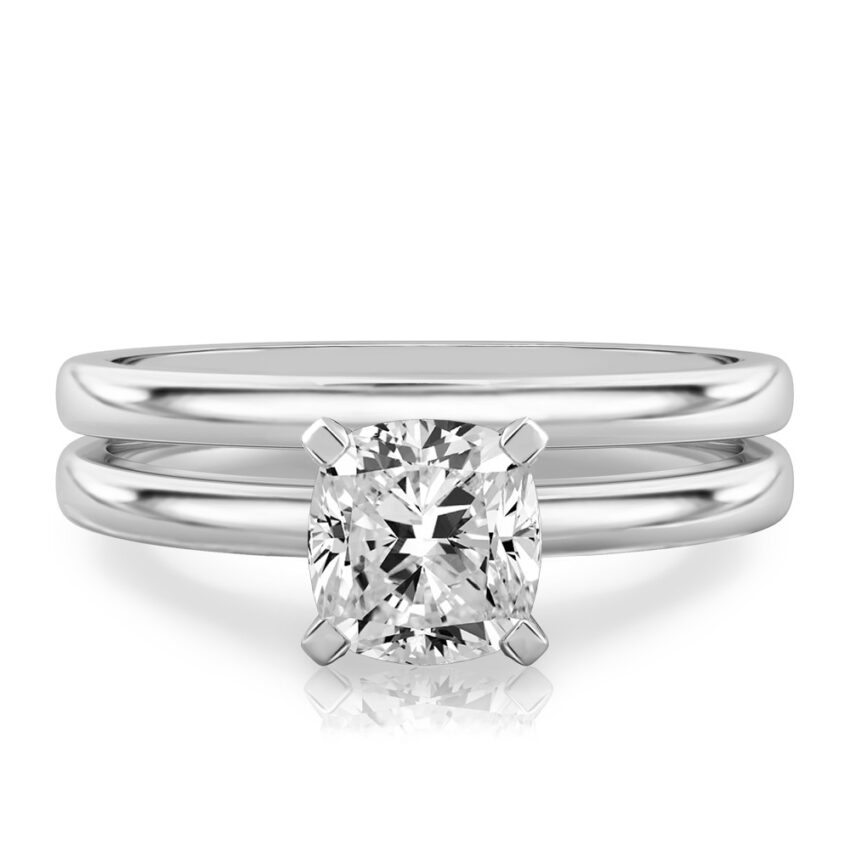 cushion cut diamond classic solitaire engagement ring set platinum