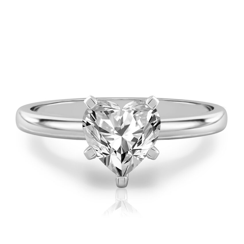 heart shape diamond classic solitaire engagement ring in palladium