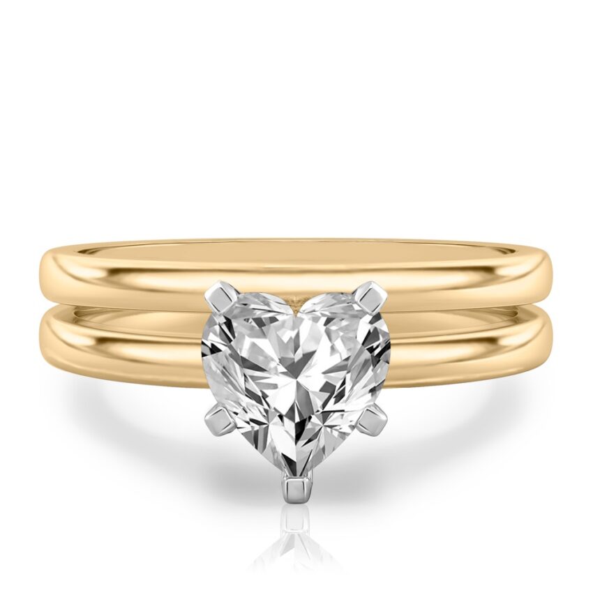 heart shape diamond classic solitaire engagement ring set yellow gold