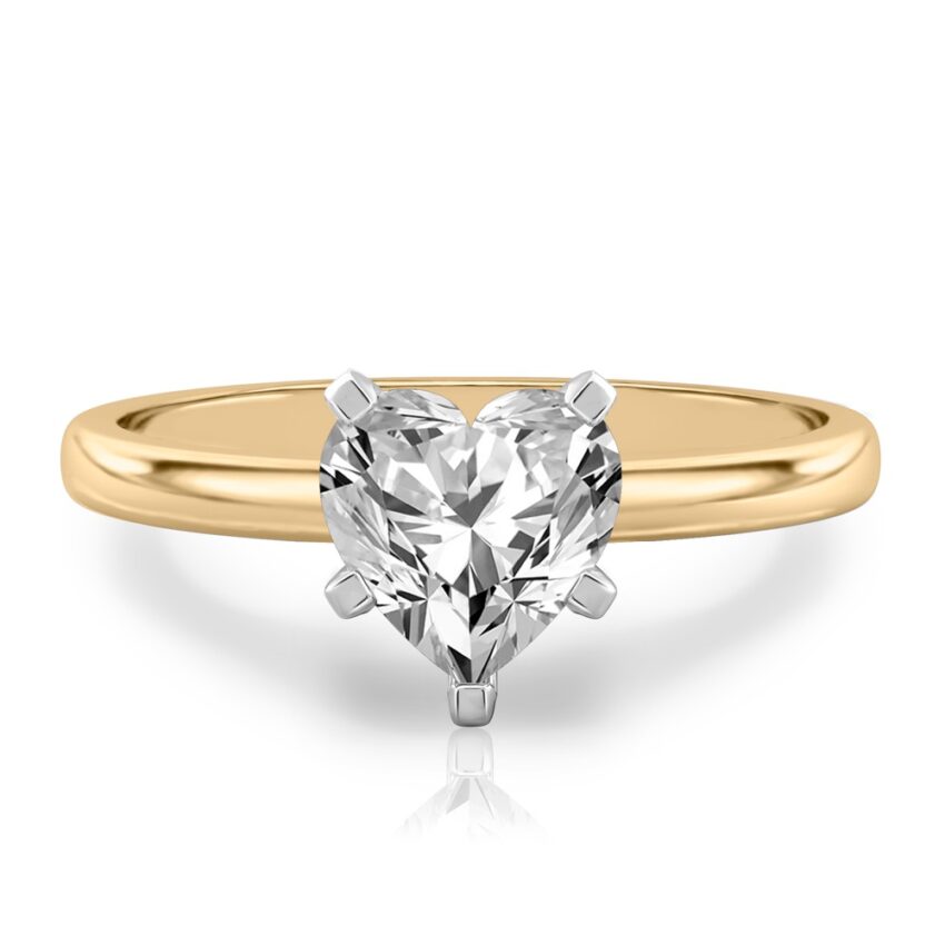 heart shape diamond classic solitaire engagement ring in yellow gold
