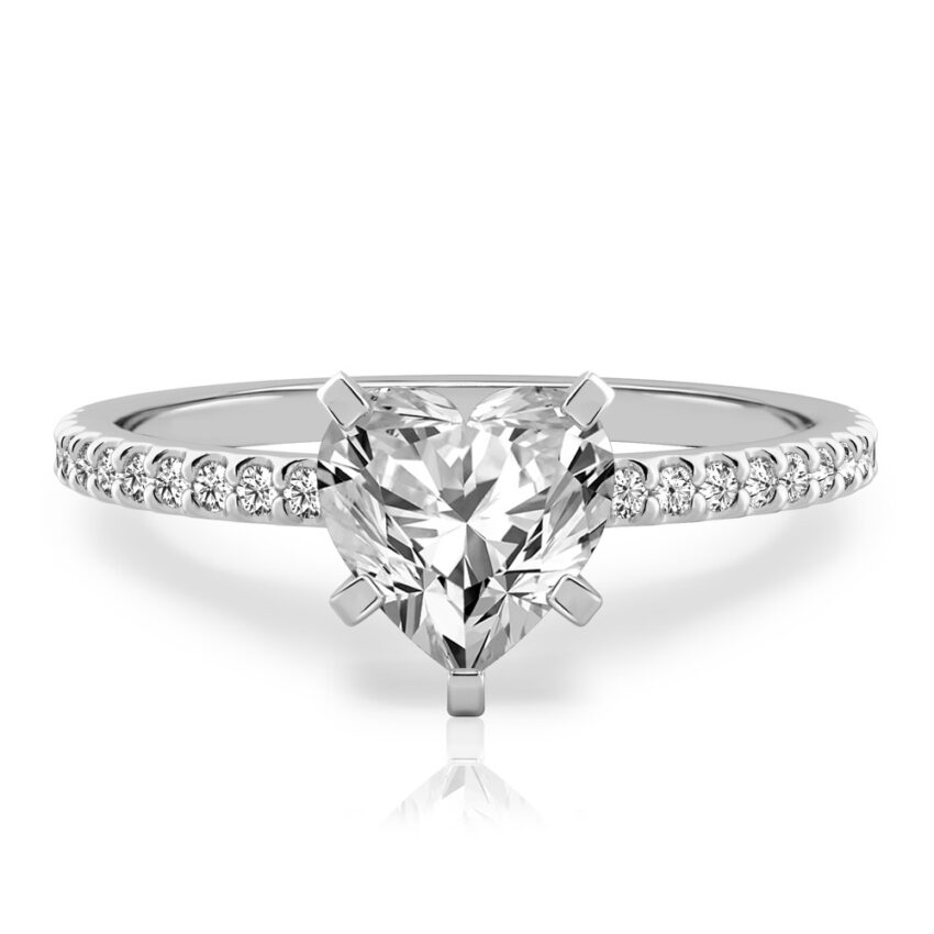 heart shape diamond dainty engagement ring palladium