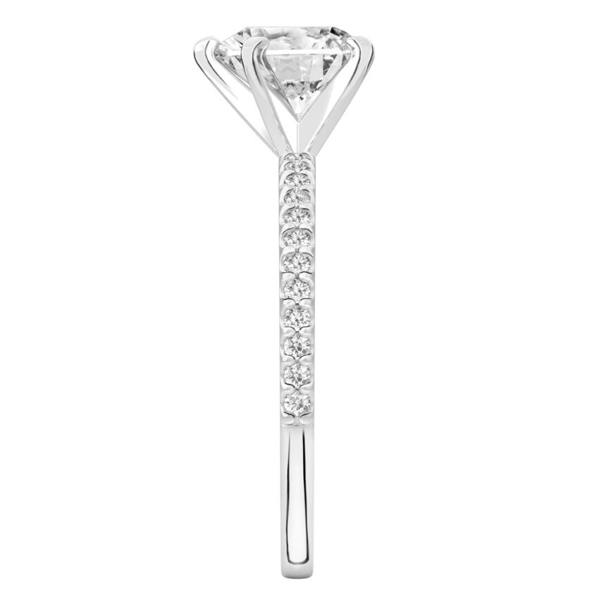 heart shape diamond dainty engagement ring platinum side