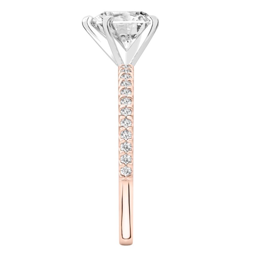 heart shape diamond dainty engagement ring rose gold side
