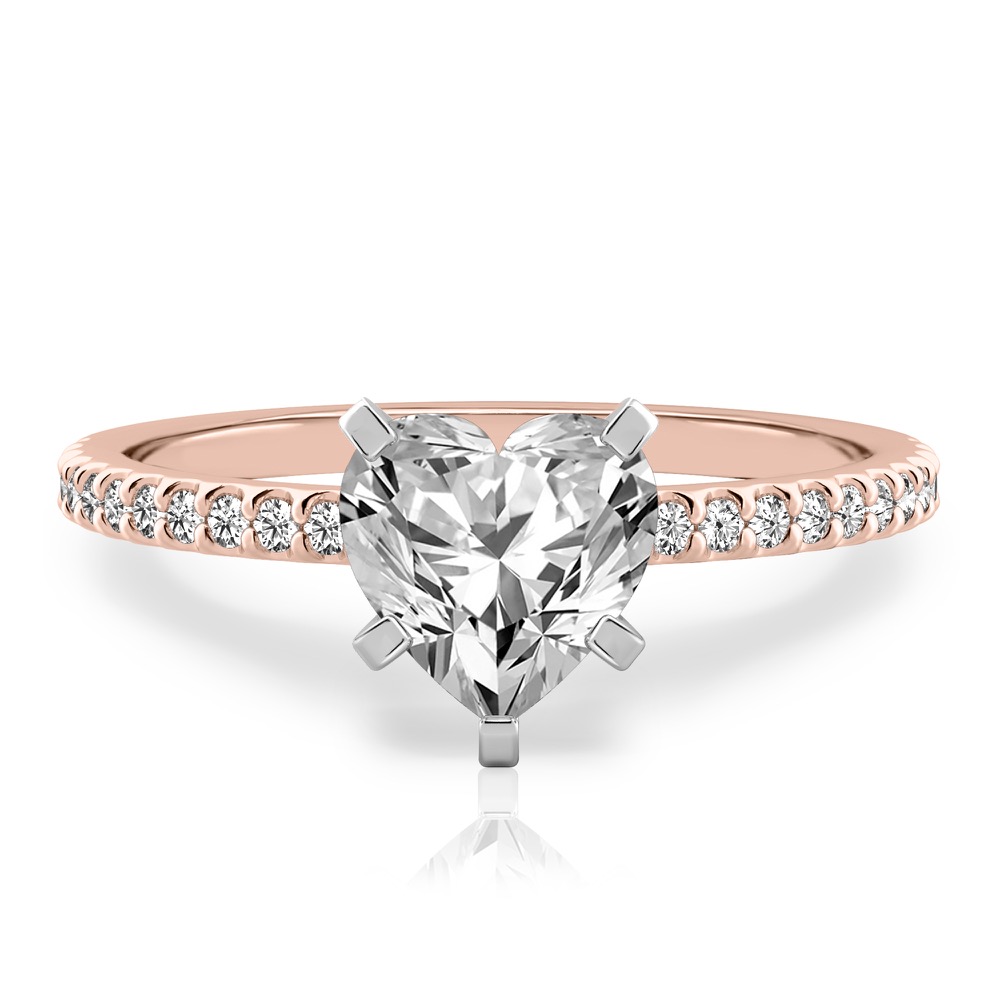 heart shape diamond dainty engagement ring rose gold