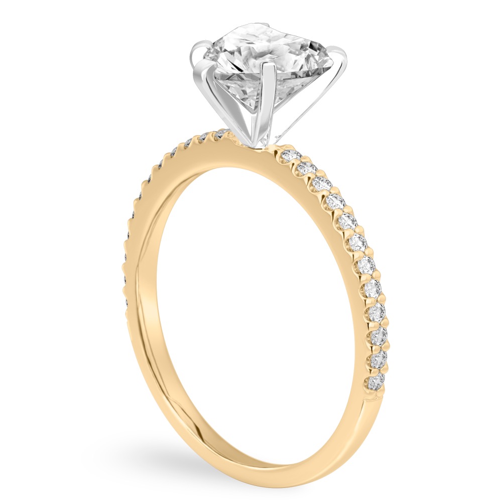 heart shape diamond dainty engagement ring yellow gold angle