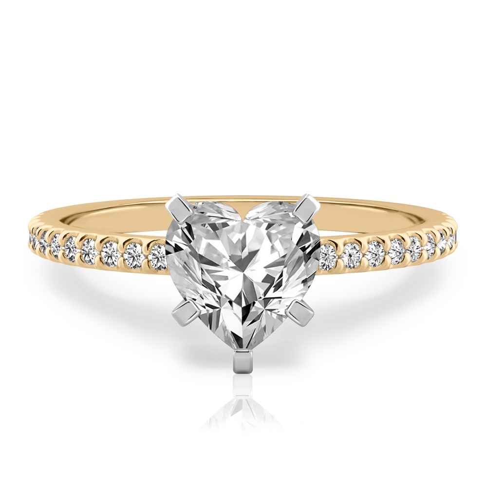 heart shape diamond dainty engagement ring yellow gold