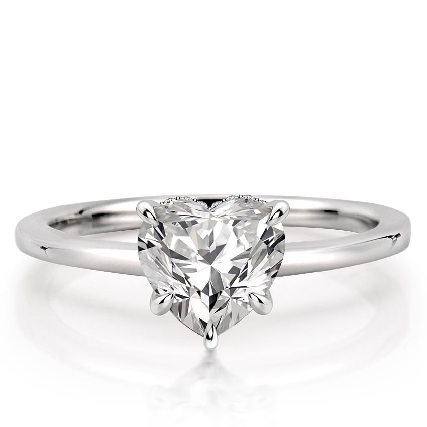 heart shape diamond secret halo engagement ring in platinum