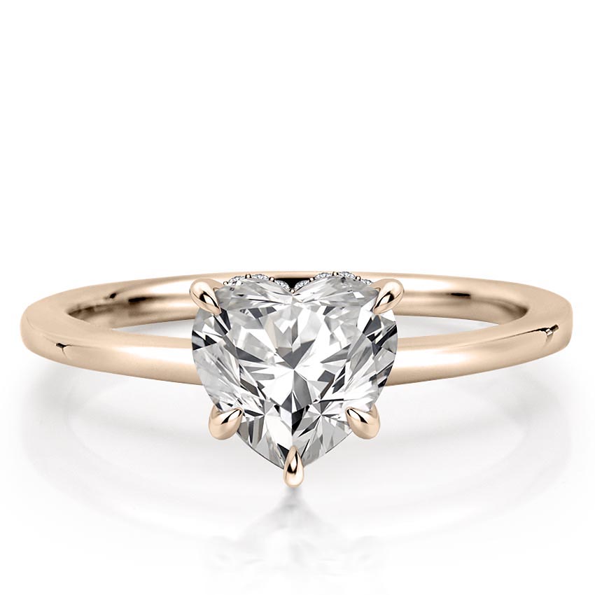 heart shape diamond secret halo engagement ring in rose gold