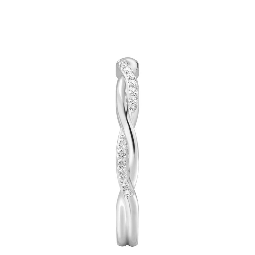 Side view of intertwined wedding band in palladium