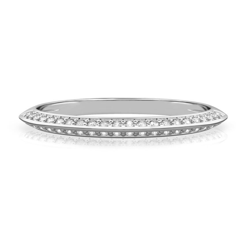 knife edge wedding band in with diamonds platinum