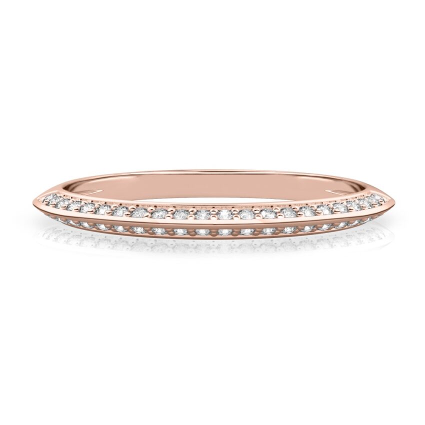 knife edge wedding band in with diamonds rose gold