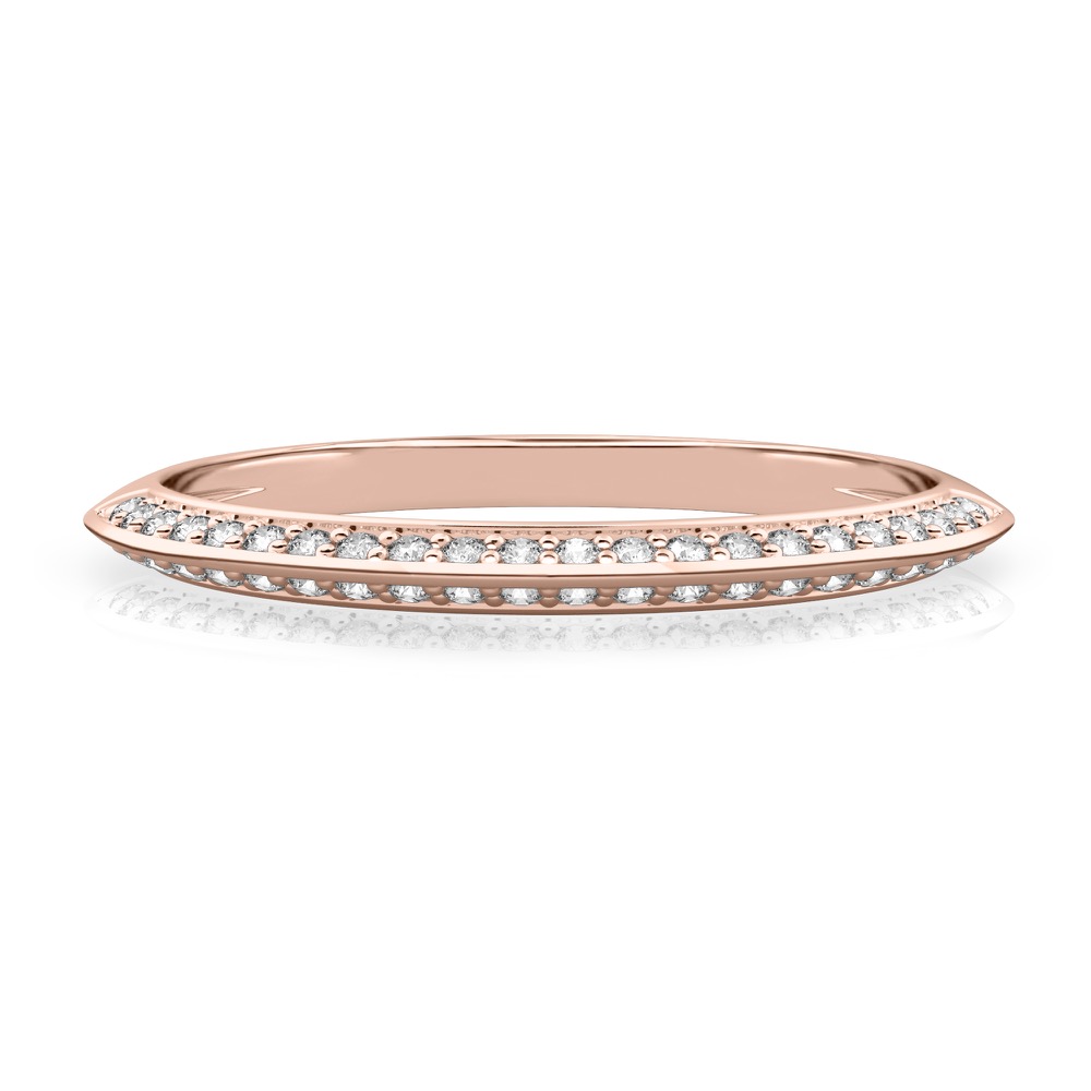 knife edge wedding band in with diamonds rose gold