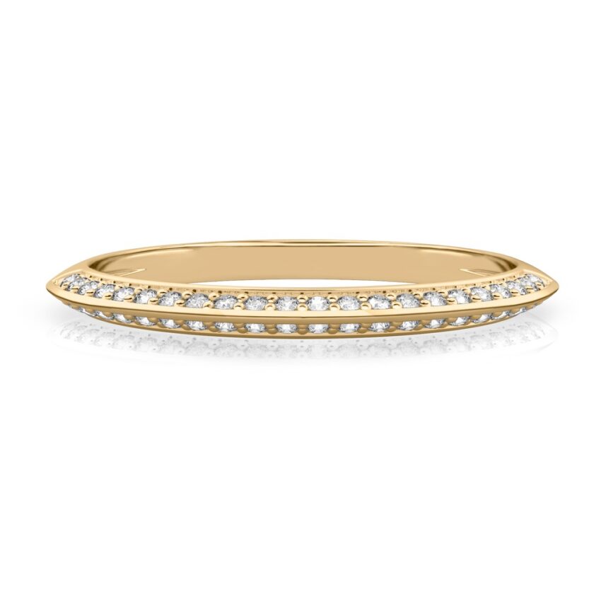 knife edge wedding band in with diamonds yellow gold