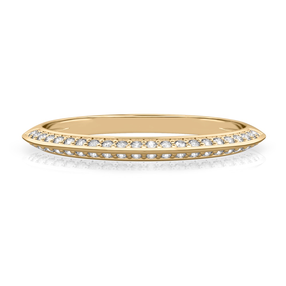 knife edge wedding band in with diamonds yellow gold