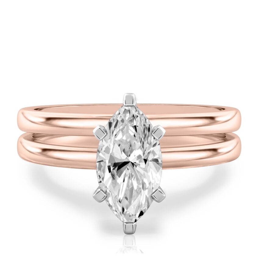 marquise cut diamond classic solitaire engagement ring set rose gold
