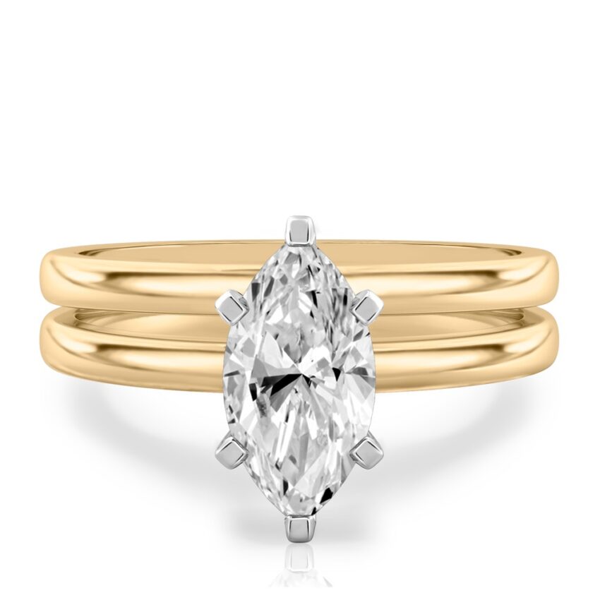 marquise cut diamond classic solitaire engagement ring set yellow gold