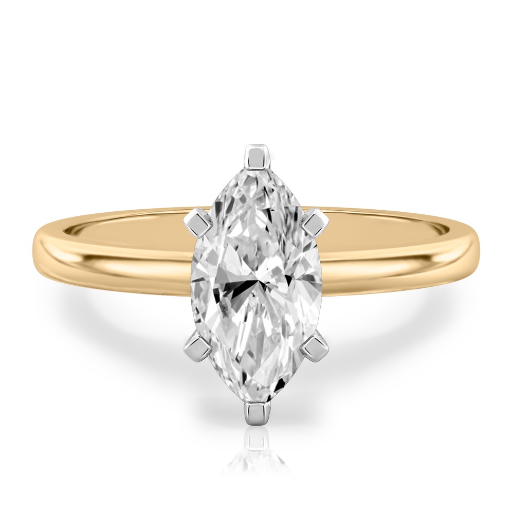 marquise cut diamond classic solitaire engagement ring in yellow gold