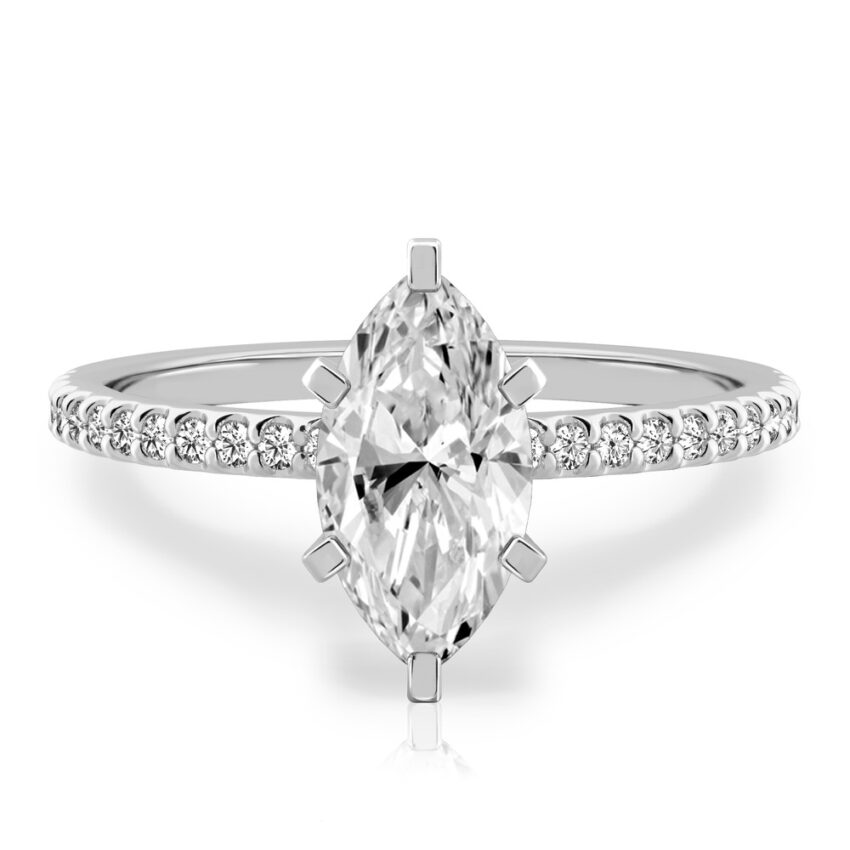 marquise cut diamond dainty engagement ring palladium