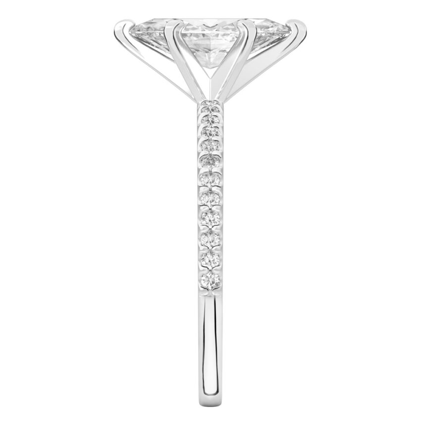 marquise cut diamond dainty engagement ring platinum side